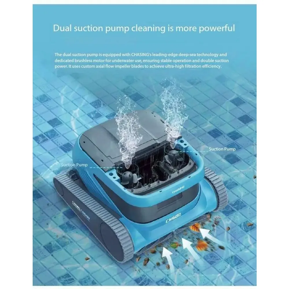 Swimming Pool Cleaning Robot with Strong Floor Cleaning Ability Wire Suction Machine Pool Tool Accessory Wall Climbing