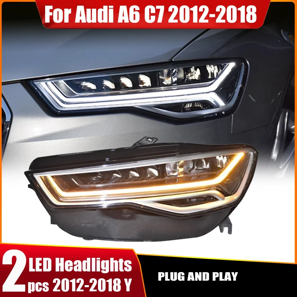 Car Light For Audi A6L C7 2012-2018 Headlight LED Head Lamp Daytime Running Light автомобильные товары Automotive Accessories