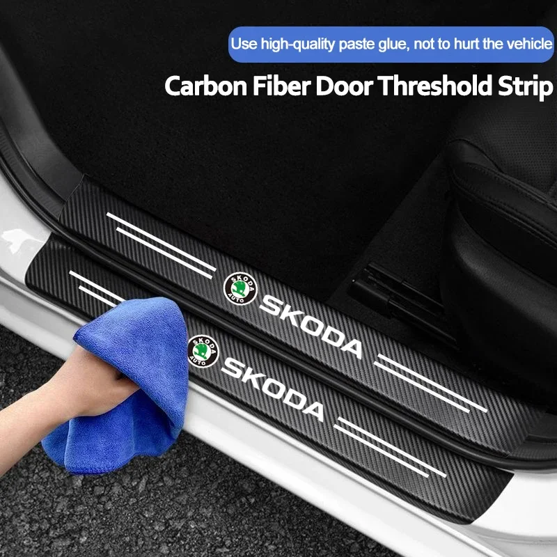 

Car Stickers Anti Scratch Door Sill Protector Strip For Skoda octavia 3 2 superb 3 kodiaq Superb Fabia Kamiq Karoq Accessories