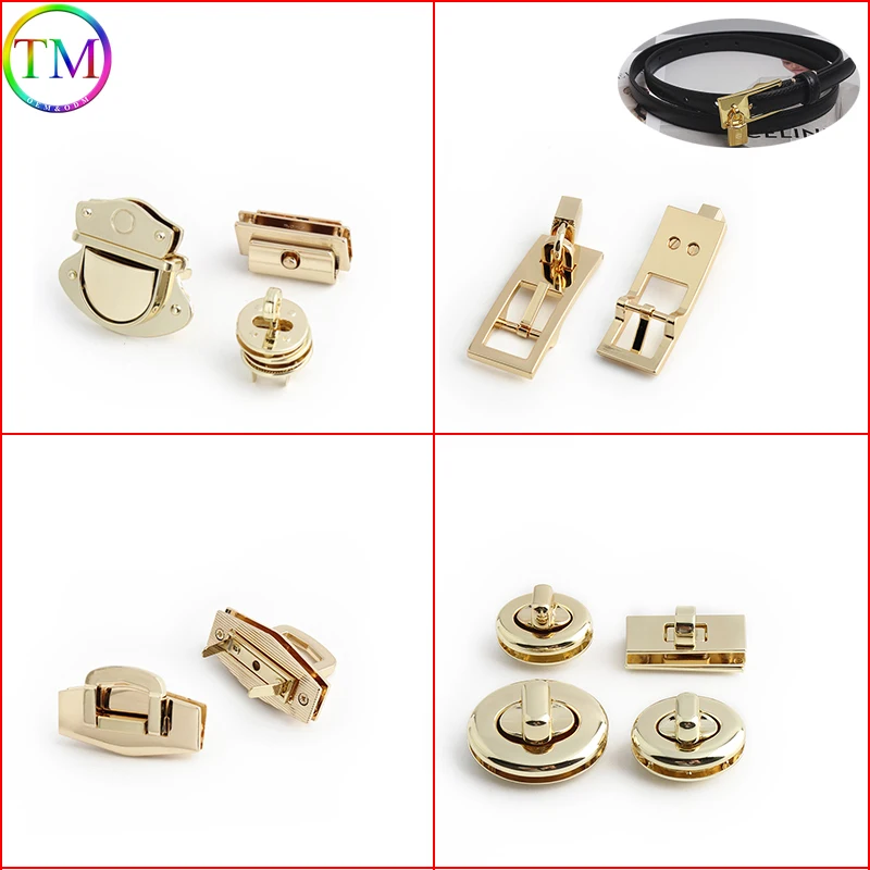 10-30PCS Light Gold Metal Clasp Clip Lock Detachable Turn Lock Clasps For Women Handbag Purse Bags DIY Twist Lock Accessories