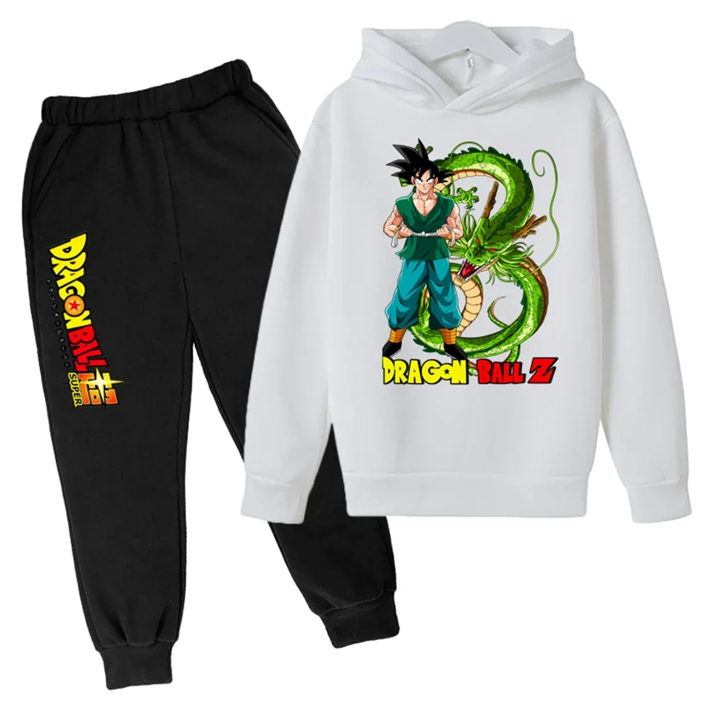 2025 Anime Dragon-ball Hoodie Kids Clothes Girls Clothing Kakarotto Hooded Goku Sweaters Baby Boys Hooded +pants 2pcs