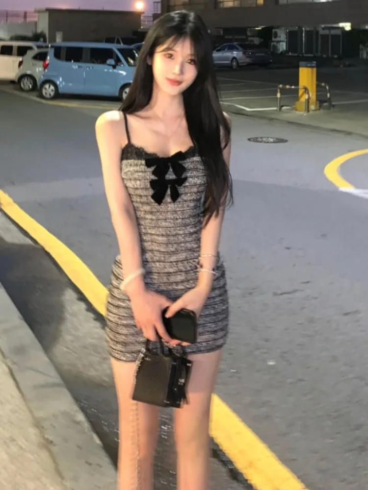 2024 opaska dziecięca patchworkowe sukienka bez rękawów kobiet w stylu Vintage Harajuku kontrastowe kolorowy pasek Mini Vestidos Y2k estetyczne podstawowe sukienki ołówkowe