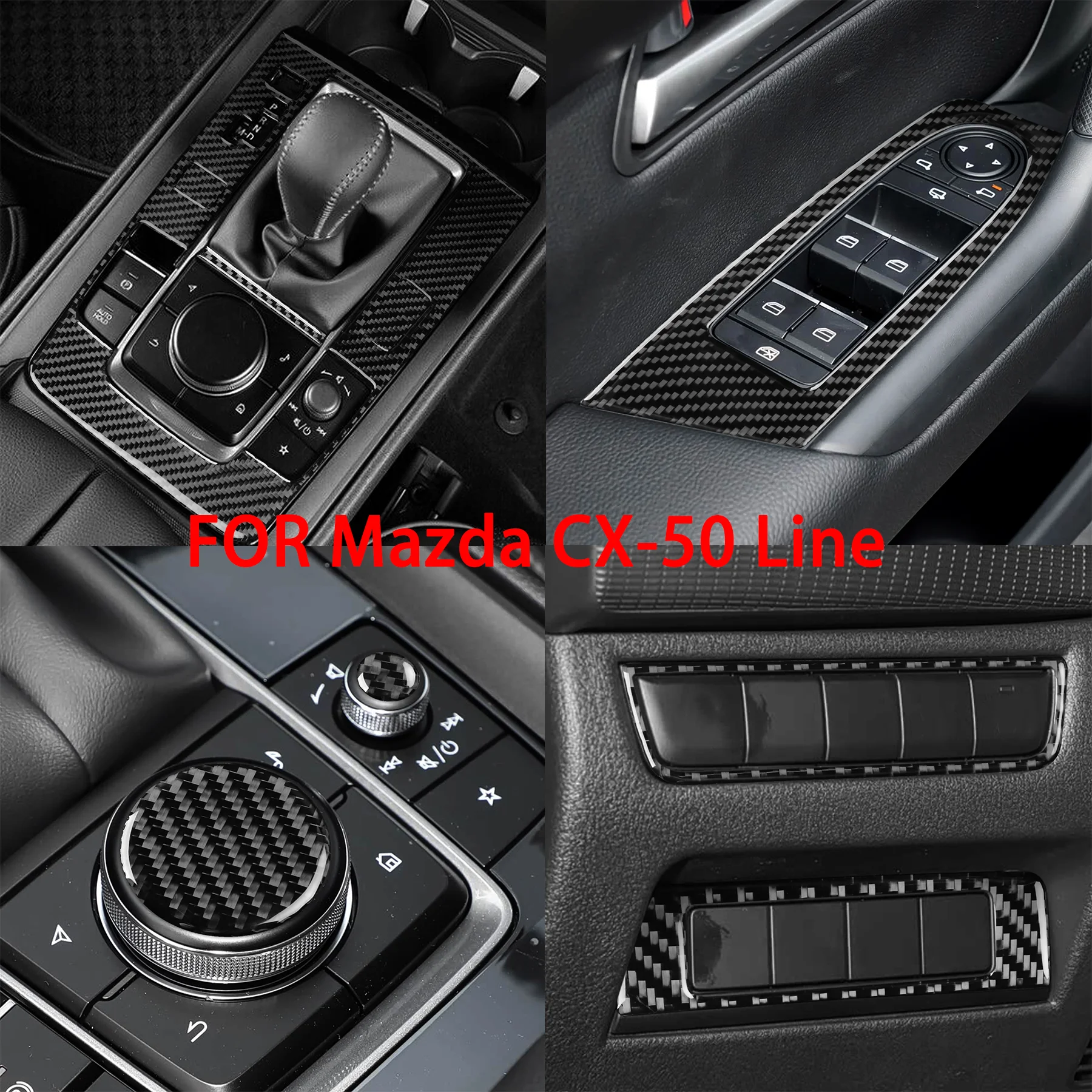 FOR Mazda CX-50 Line  2022-2026 Carbon Fiber Headlight Switch Central Control Gear Window Lift Car Interior Accessories Sticker