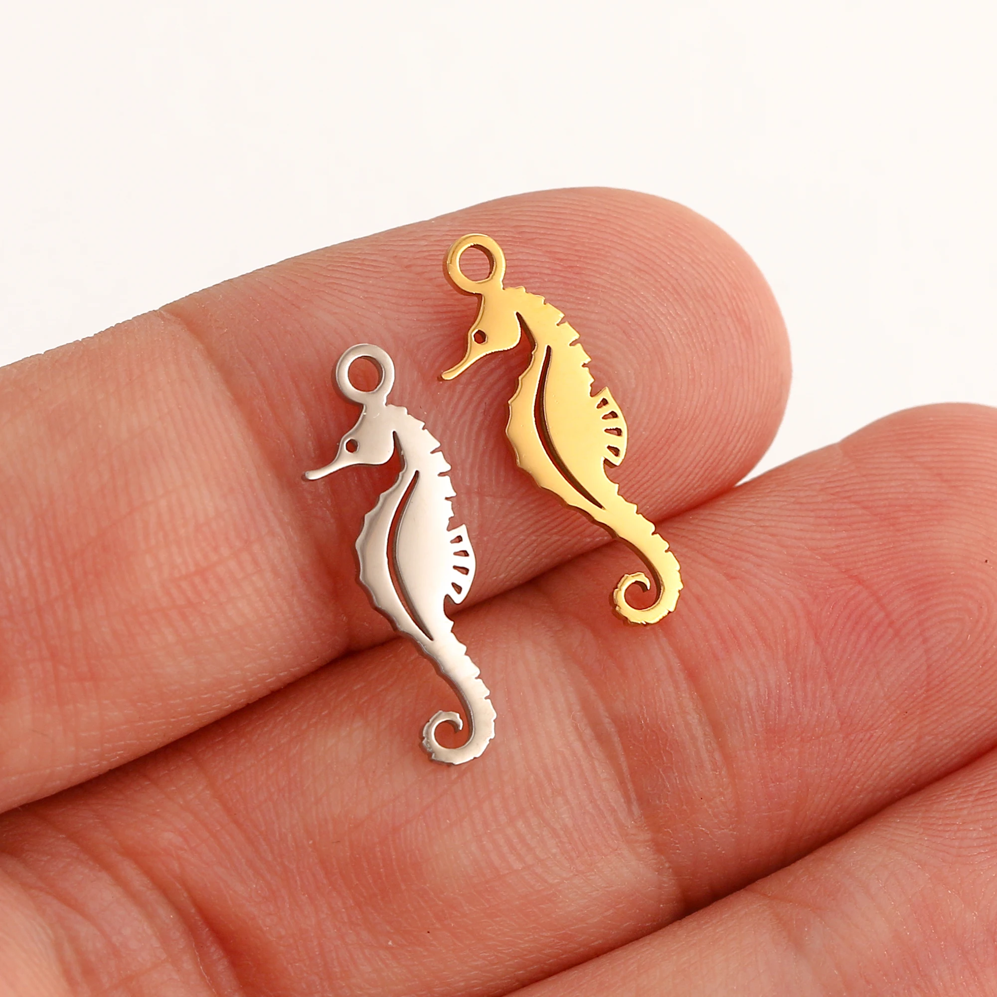 5 sztuk/partia zwierząt tropikalne życie morskie Charms motyw oceaniczny konik morski ze stali nierdzewnej wisiorek do tworzenia biżuterii DIY kolczyk naszyjnik
