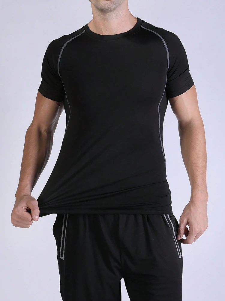 Men's Quick Dry Compression T-shirts, Quick Dry, Short Sleeve Running T-shirts, Summer Fitness Wear Men's Basic T-shirts