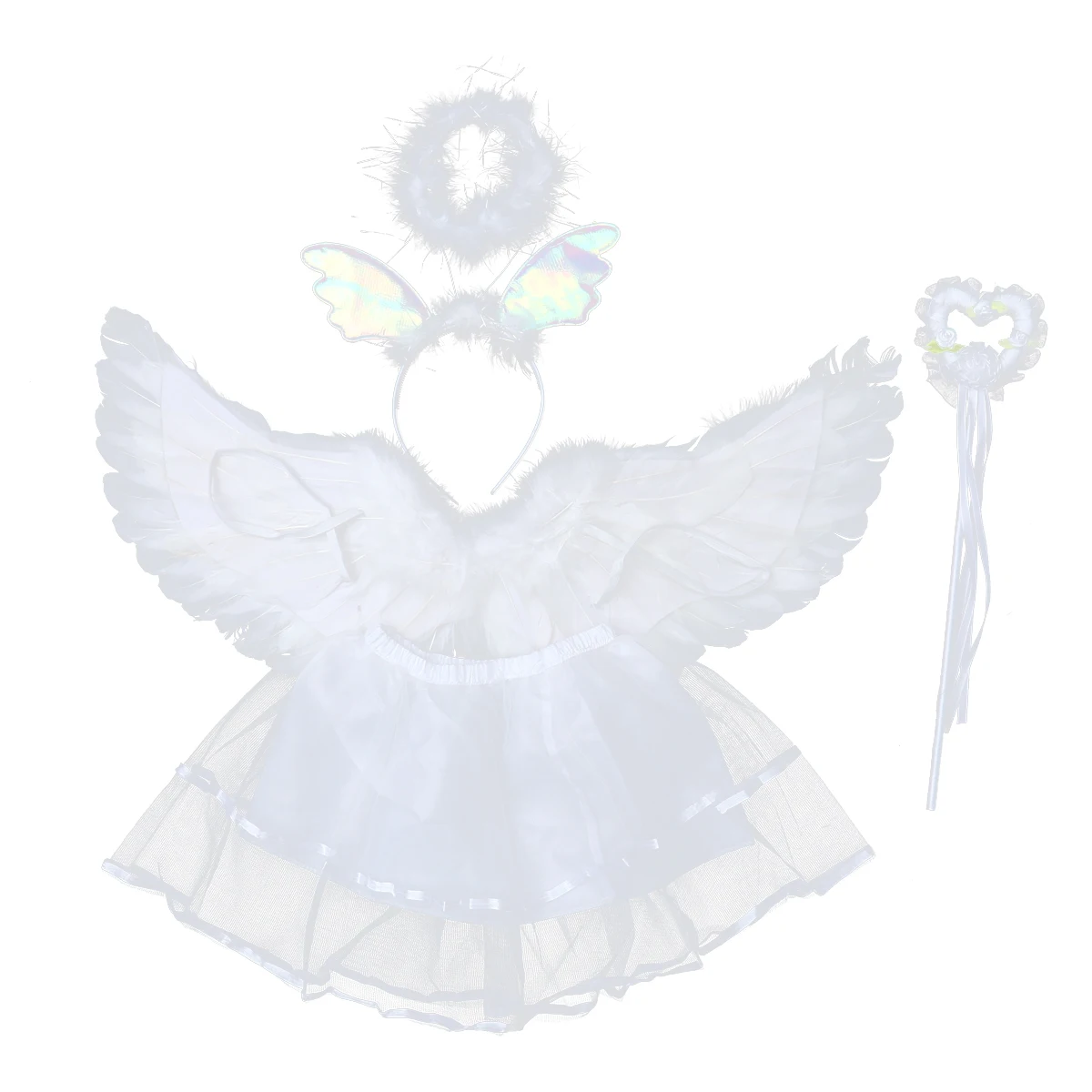 

Angel Wings Set Outfits for Girls Performance Costume White Child Costumes