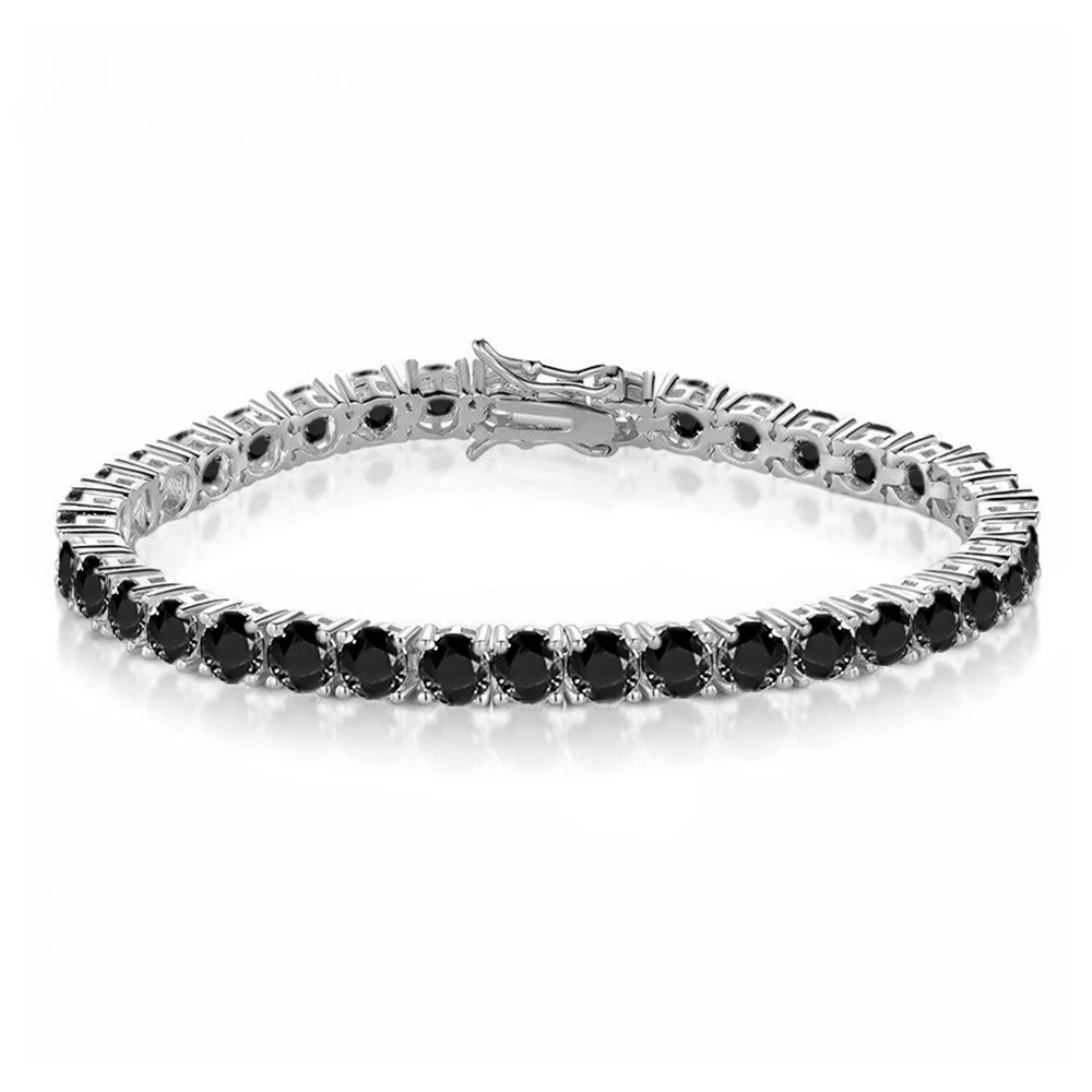 

Hip-hop 4mm Black Diamond Tennis Bracelet for Men High Quality Jewelry Gift for Boyfrend