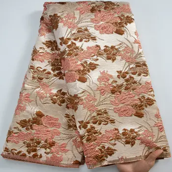 Africké brokátové krajkové látky 2025 Nejnovější nigerijský francouzský tyl damašková krajka 5 yardů žakárová pro šití dámských společenských šatů A3326 10 nejlepší prodej tradiční nigerijská svatební látka - №5