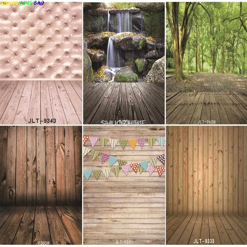 

Thin Cloth Photography Backdrops Prop Wooden Planks Indoor and floor Floral Valentine day Studio Background JL-27