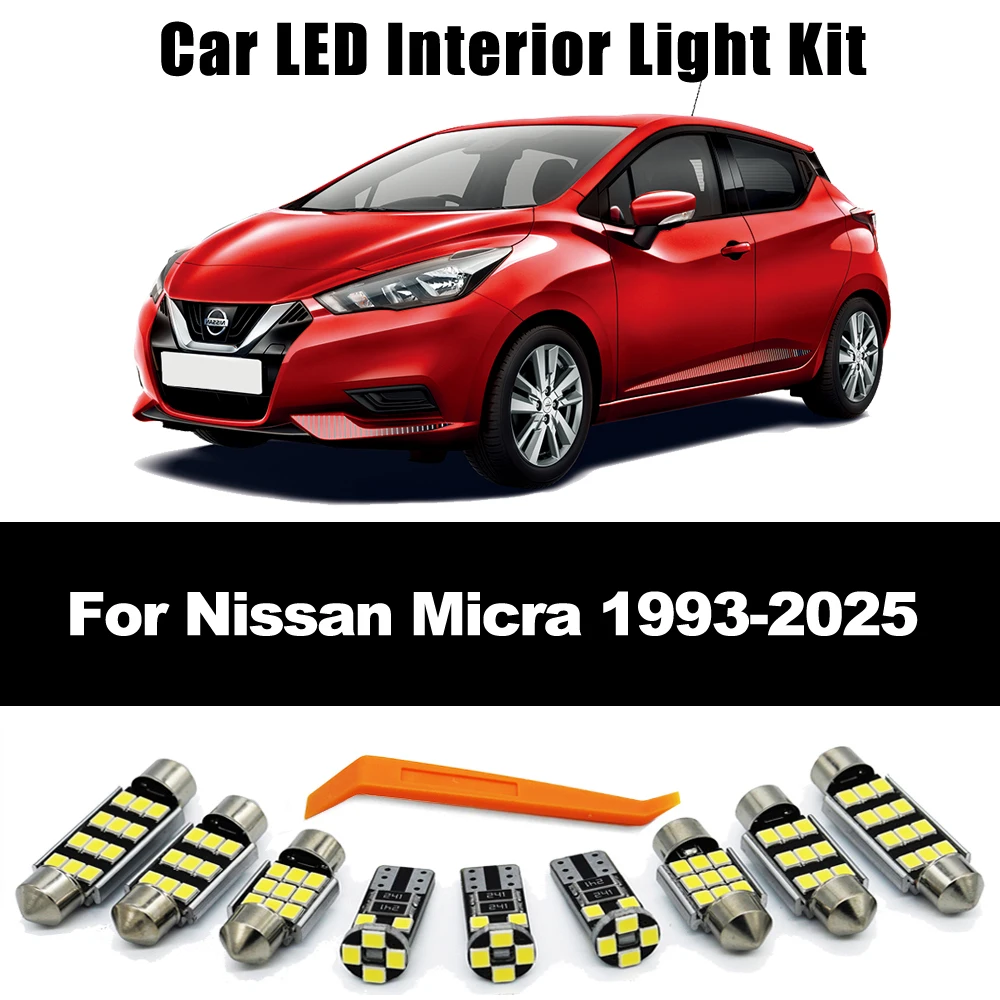 LED Interior Dome Roof Reading License Plate Light Kit For Nissan Micra K11 K12 K13 K14 1993- 2019 2020 2021 2022 2023 2024 2025