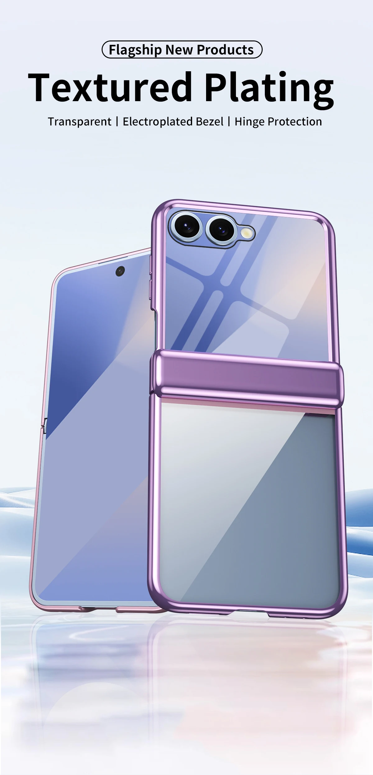 For Samsung Galaxy Z Flip 8 7 6 5 Case Electroplated Frame Hinge Protection Anti-Fingerprint Shockproof Clear Back Cover