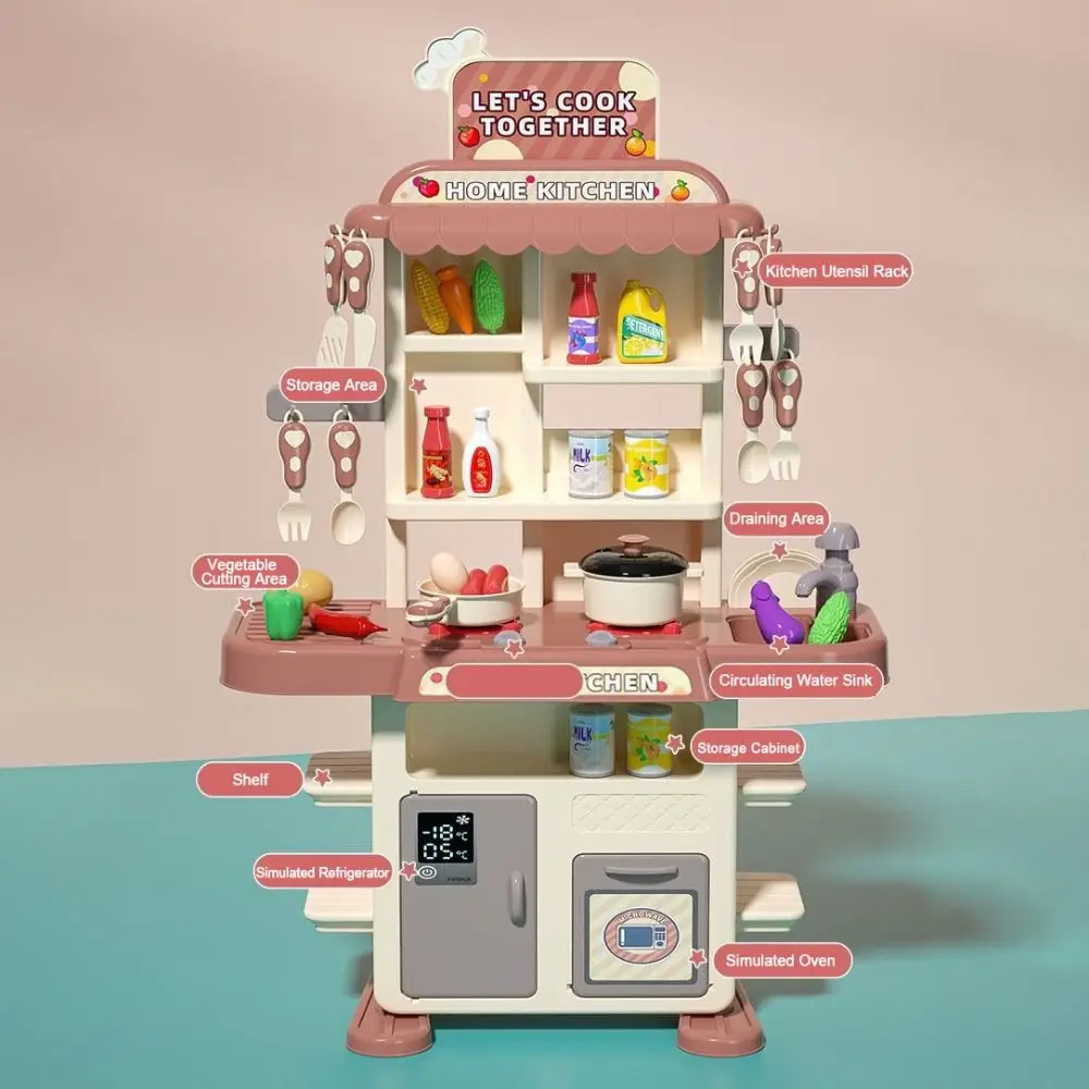 Plastic Keukenset Muziek Kraan Gootsteen DIY Functie Fantasiespel Speelgoed Mini Aanrecht Speelset Kerstcadeau