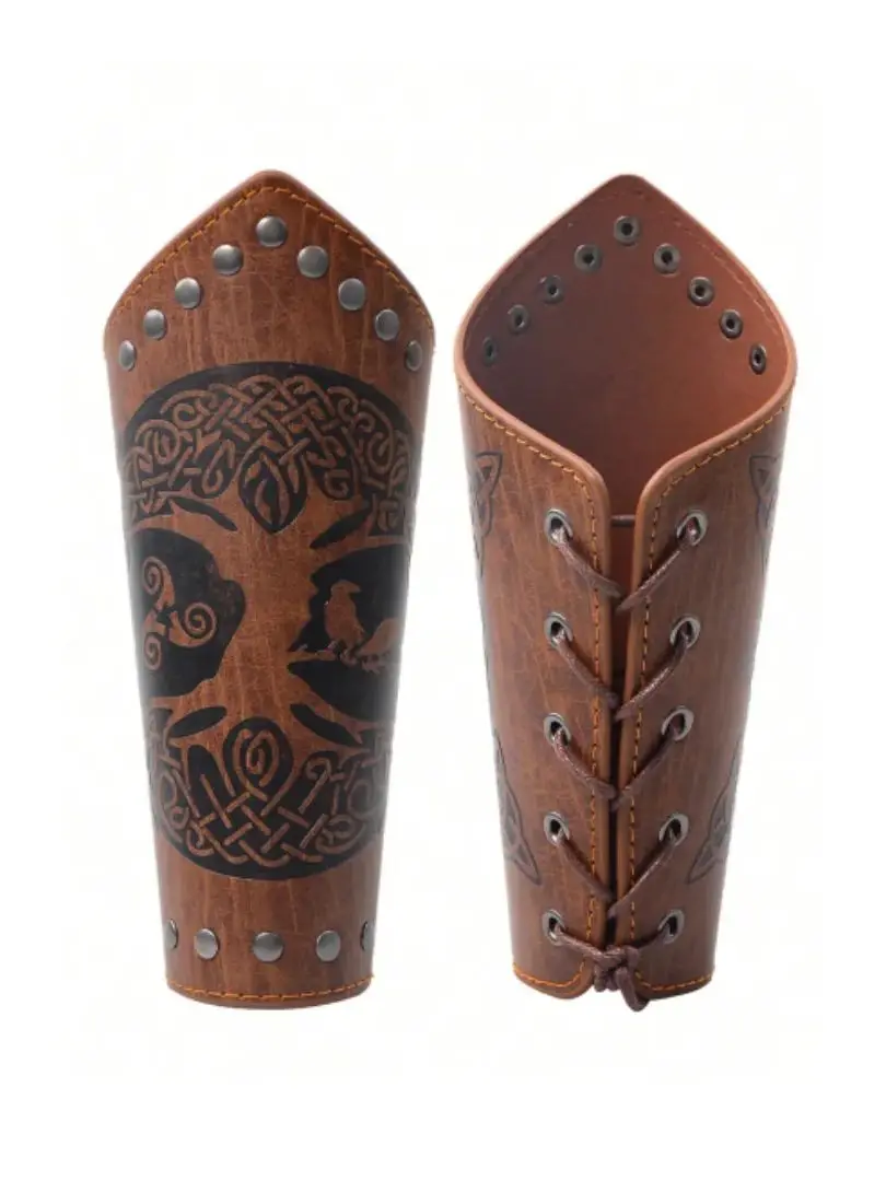 Middeleeuwse PU lederen handschoenband Middeleeuwse armbeschermers Punk Bracer Polsbeschermers voor Halloween Warrior Knight Photo Belt - afbeelding 2