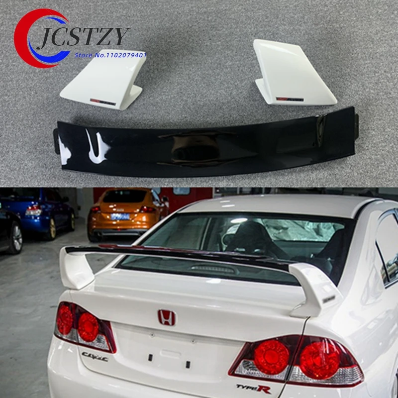 Car Styling ABS Plastic Unpainted Primer Color Rear Wing Lip Spoiler for Honda Civic FD2 2006 2007 2008 2009 2010 2011