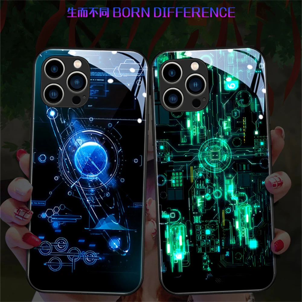 Circuit Technology Sense LED Calling Light Up Flash Phone Case For iPhone 16 15 14 13 12 11 Pro Max Mini XR SE2020 Glitter Cover