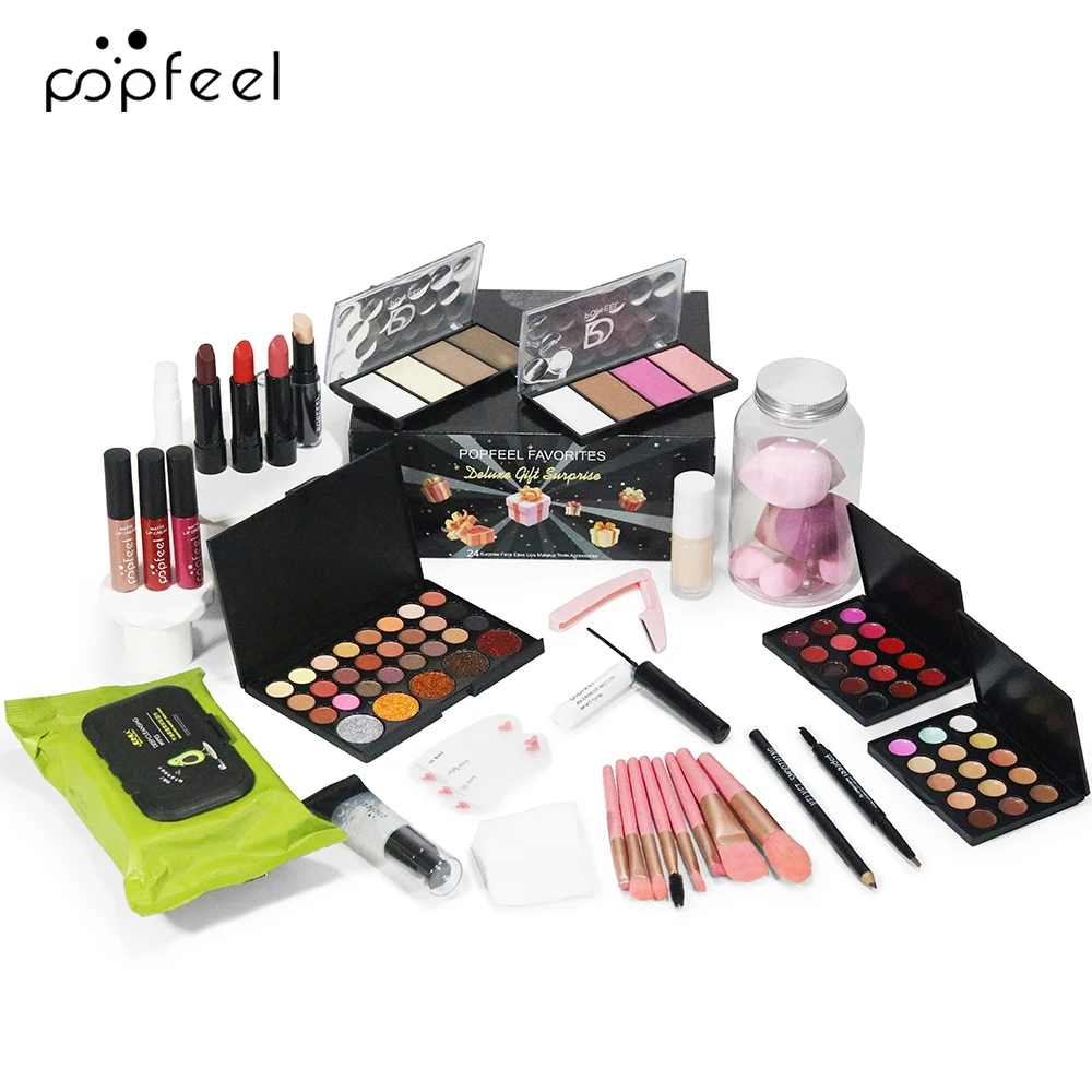 مجموعة هدايا المكياج النسائية من POPFEEL - مجموعة مكياج مفاجئة مع منتجات الوجه والعين والشفاه وفرش المكياج ومناديل مزيل المكياج. #3