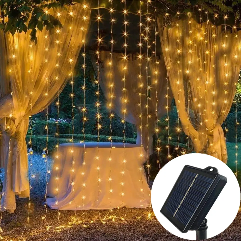 

Уличные гирлянды, гирлянды, светодиодные фонари, рождественские украшения для свадебной комнаты, солнечные занавески, 2025, рождественские украшения