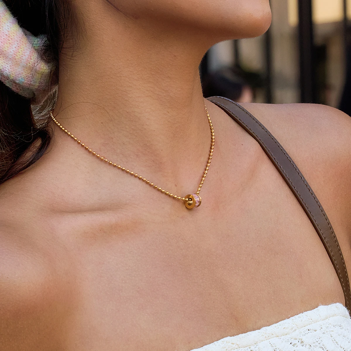 سلسلة معدنية من الفولاذ المقاوم للصدأ مقاومة للماء من يوري، إكسسوارات قلادة ذات ياقة لامعة رائعة #6