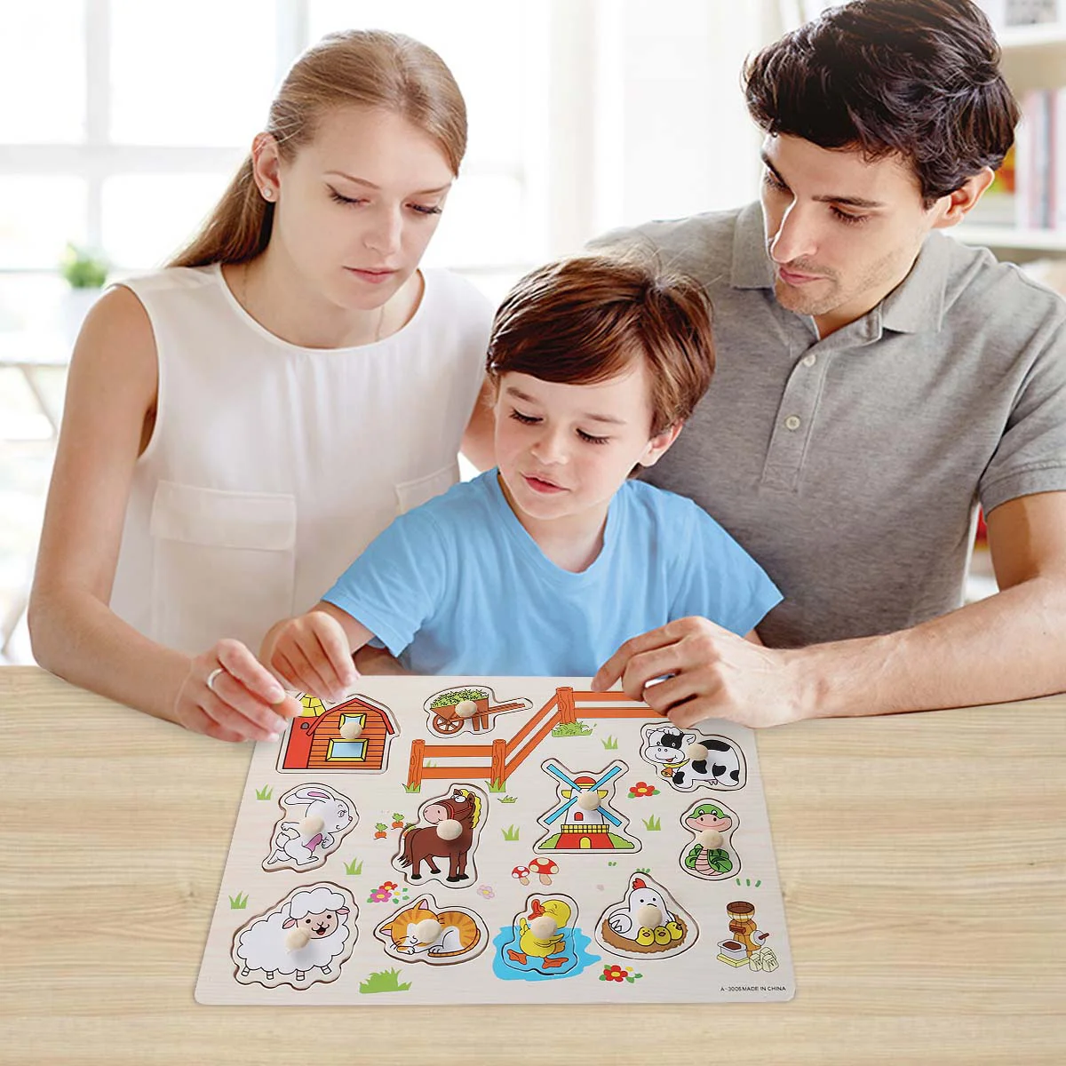 Kids Puzzles Wooden Jigsaw Cartoon Three-dimensional Animal for Toddlers Bamboo Child