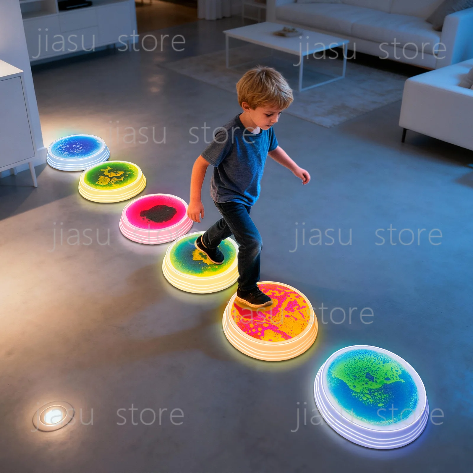 

Kids Sensory Training Balance Beam Stepping Stones River Stones Rainbow Light-up Educational Toy for Children Development