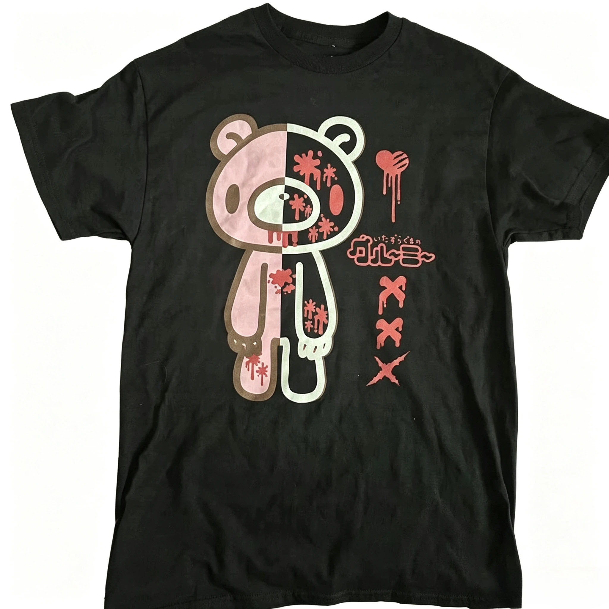 Modisches Harajuku Sommer Retro Y2K Shirt mit Cartoon-Bären-Print, Rundhals-Kurzarm-T-Shirt für Damen, lässige Alltags- und Streetwear – Detail 3