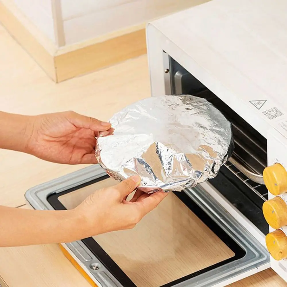 10/20Pcs Thickened Aluminum Foil Covers Reusable Elastic Edge Food Insulation Covers Heat Resistant Food Covers