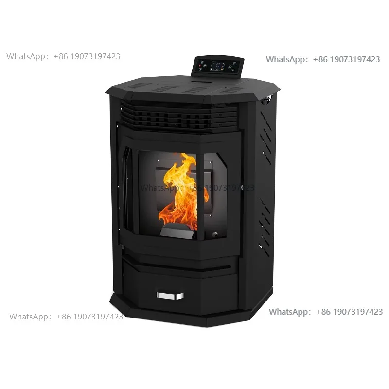 12KW Automatic Feeding Indoor Smokefree WiFi Enabled Wood Pellet Stove Heater 1076-sqft Heating Area Pellet Fireplace