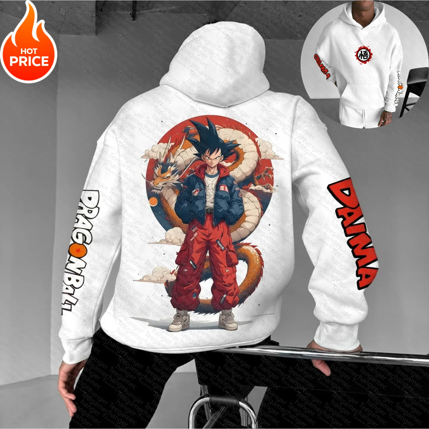 Son Goku tendencia Saiyan Dragon Ball Harajuku Otoño Invierno hombres Sudadera con capucha calle mujeres Sudadera con capucha de gran tamaño de manga larga Unisex
