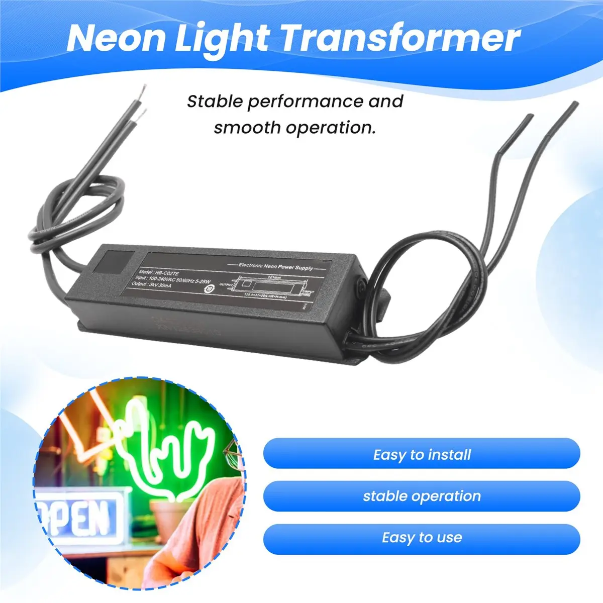 【a89z】-transformador-de-luz-neon-para-sinalizacao-fonte-eletronica-3kv-30ma