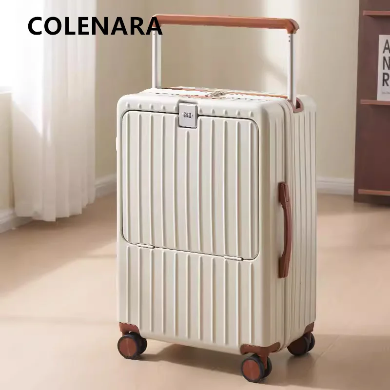

COLENARA Cabin Suitcase Front Opening Laptop Boarding Case USB Charging Trolley Case 20"22"24 Inch with Wheels Rolling Luggage