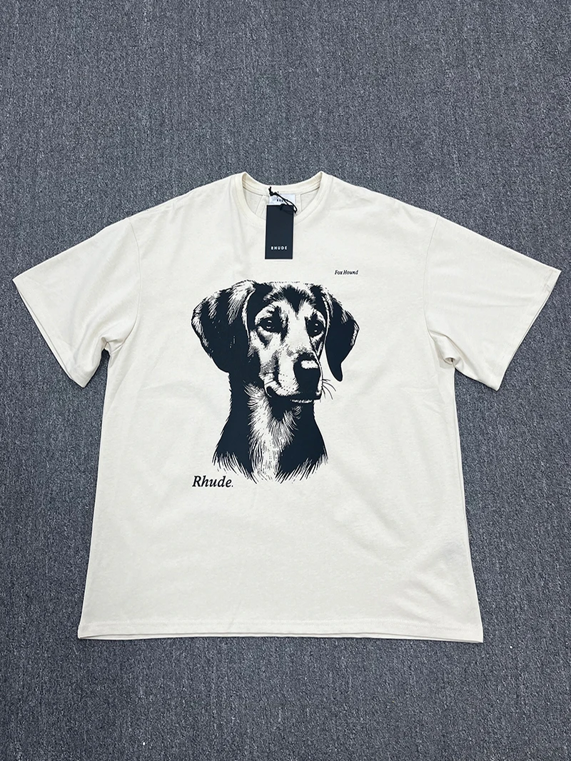 

Футболка с рисунком собаки-хаунда и животного, американская футболка ort Sve ex, модная круглая футболка свободного кроя Ne Youth Faion, весна 2025 г.