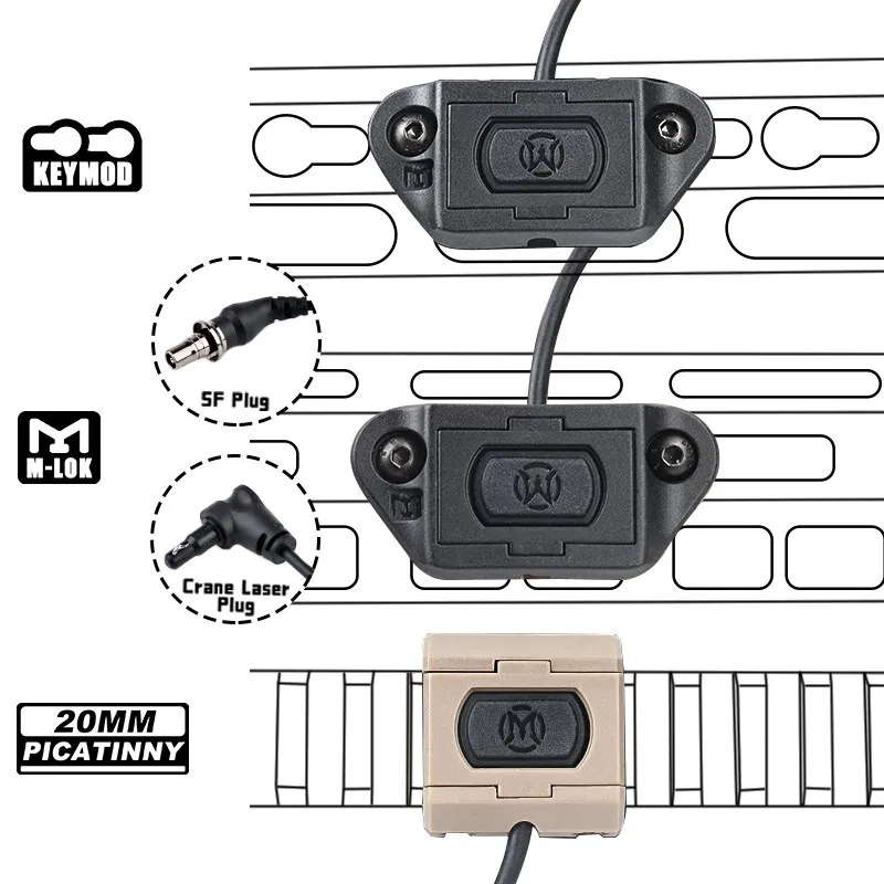 Wadsn Taschenlampe Mod Taste UN Fernbedienung Druck Schalter 2,5 MM 3,5 MM SF Kran Stecker Jagd Zubehör Fit Keymod M-Lok 20 MM Schiene