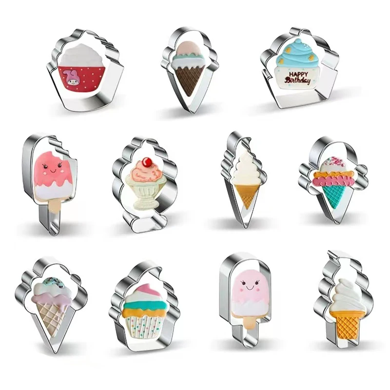 

Summer Ice Cream Cookie Cutter Mould Stainless Steel Ice Cream Popsicles Shapes Biscuit Mold Fondant Pastry Decor Baking Tools