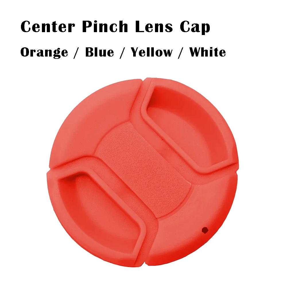 72 77 82 86mm Orange Blue Yellow White Colorful Center Pinch Lens Cap Cover Lid Snap-on Front Plastic