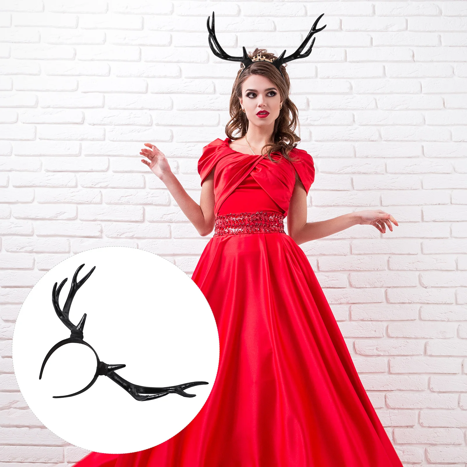 

Reindeer Headband Christmas Antler Hair Hoop Black Large Lightweight Non Deformation Party Costume Accessories Holiday