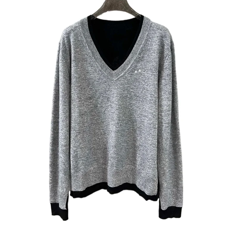 

Cardigan Sweater Jacket M200441 Tide Wear Two Pieces V-neck Knitted Sweater Early Autumn New Wind Long-sleeved Long Sleeve Top