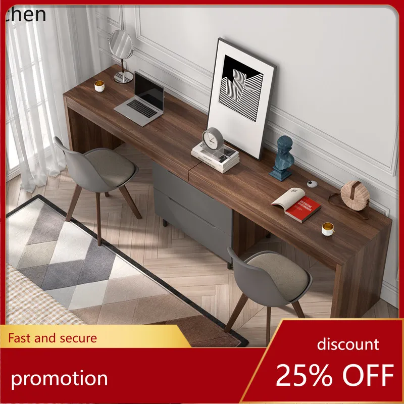 

HT Bedroom Double Desk and Dressing Table Integrated Home Storage Side Cabinet Modern Corner Writing Desk Simple