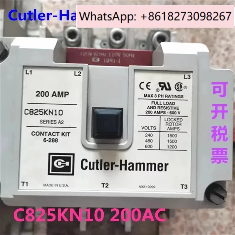 Cutler Hammer AC contactor C825KN10 200A 110-120VAC C825KN3