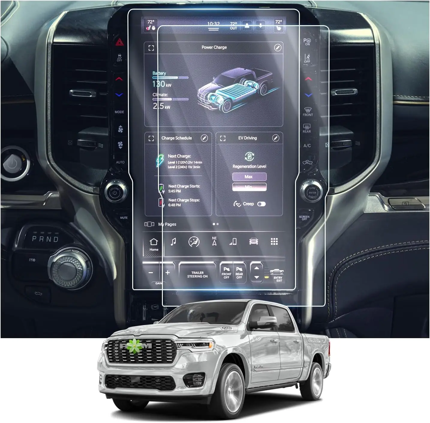 

For 2025 Dodge RAM 1500 14.4inCH Car gps Navigation Tempered glass film protector Touch Screen Protective film