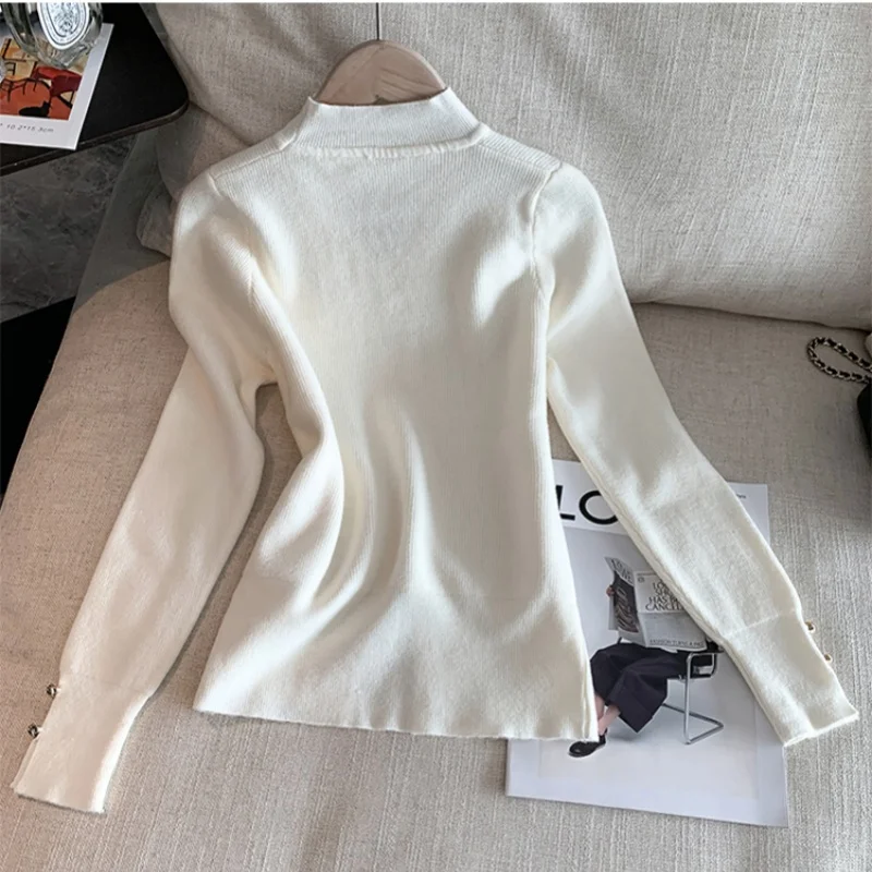 Séoulish automne hiver évider col en v femmes chandails tricotés à manches longues 2025 nouveau décontracté col rond pull hauts courts femme