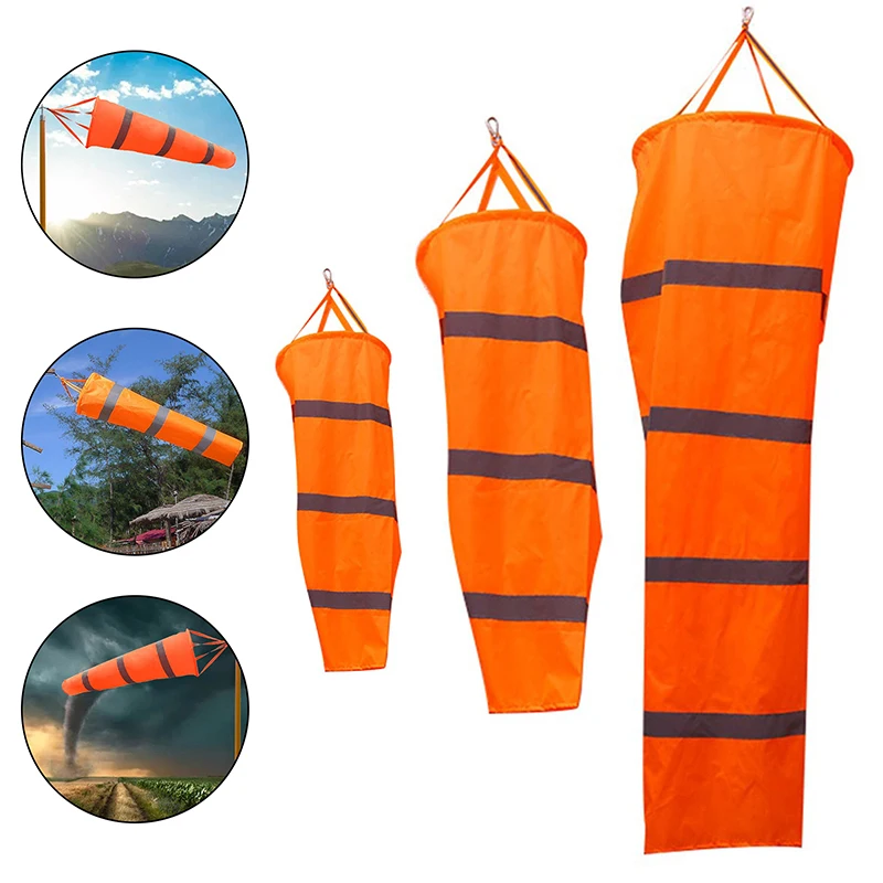 80/100/150cm Outdoor Windsock Reflective Belt Weather Bag Waterproof Wind Direction Measure Garden Airport Aviation Wind Vane