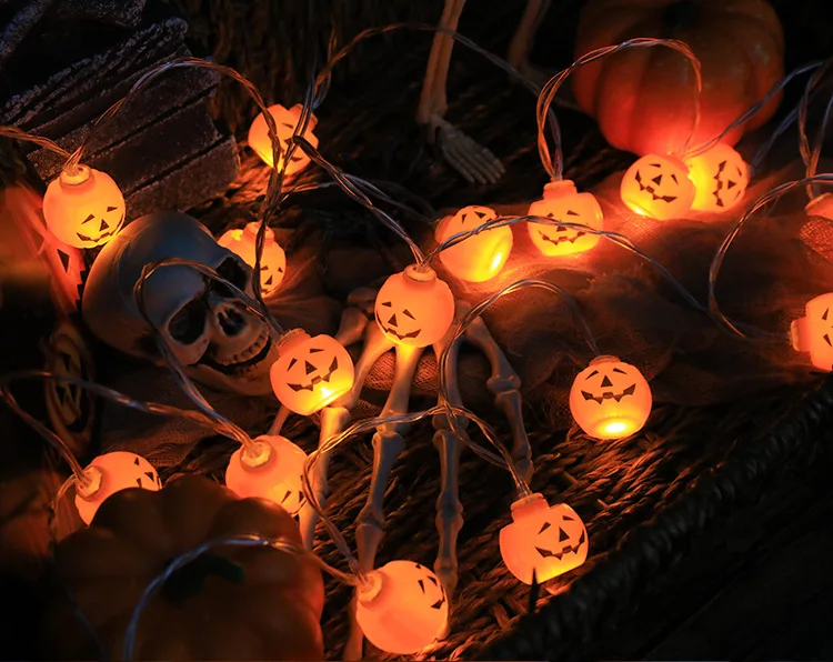 Halloween-Dekoration führte Lichterkette Kürbis Schädel Kopf Augapfel geformte Lampe Schnur Süßes oder Saures Laterne Horror Halloween Tag