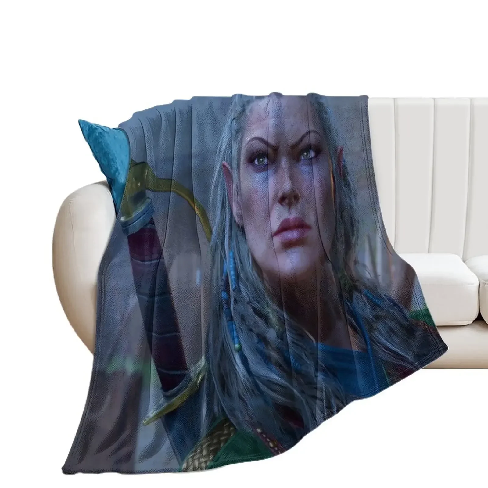 Jaheira Half Elf Fighter Druid Adventurer ready to fight Throw Blanket Decorative Sofas Furry heavy to sleep Blankets