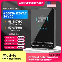 SUMRY 4KW 6KW 120V Off Grid Solar Inverter 24V 140A 5600W MPPT Charger Pure Sine Wave Home Inverter 6.25 Inch LCD Display