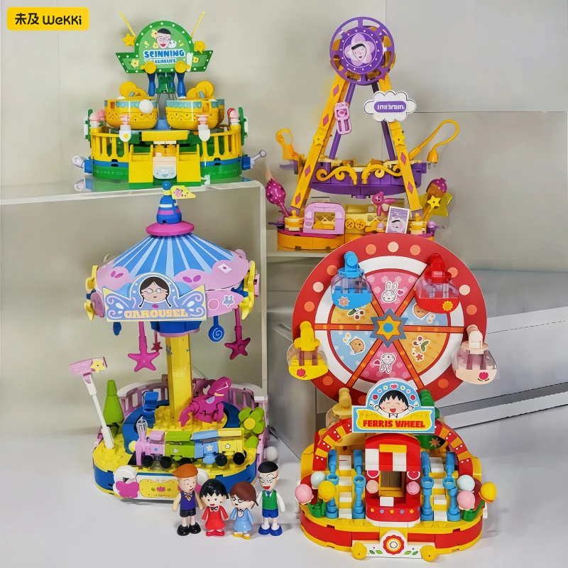 

Wekki Building Blocks Chibi Maruko Ornament Maruko's Rakuen Monogatari Street View Модель Аниме Фигурка Головоломка Сборная игрушка