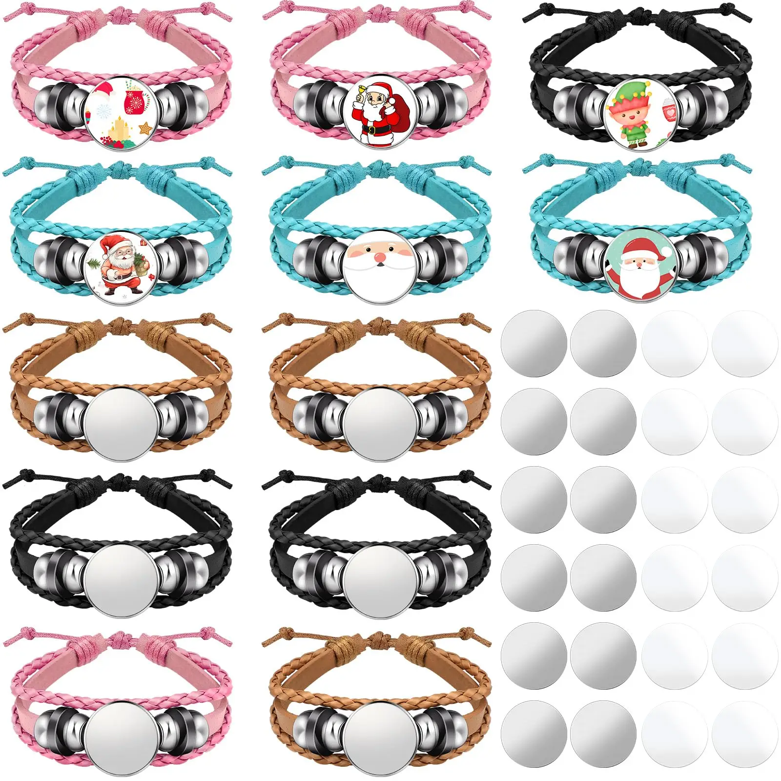 Sublimation Blank Bracelets for Women Christmas Bracelets DIY Craft Bezel Setting Heat Transfer Bracelet for Jewelry Making