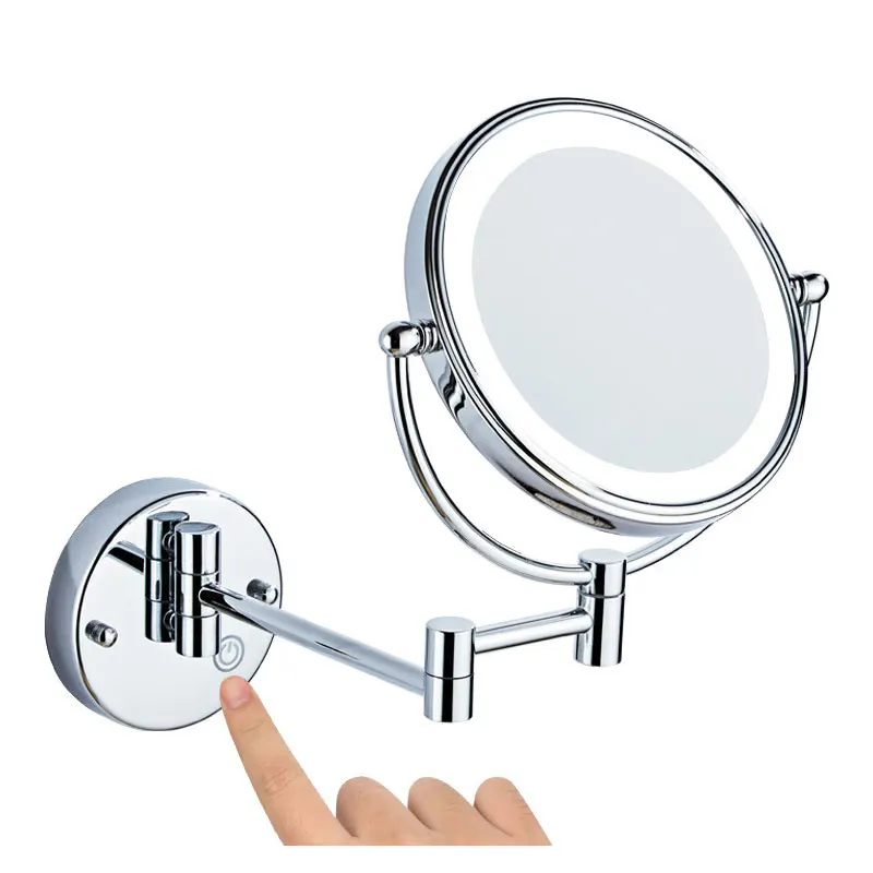 X5 /X3Wall mounted double-sided mirror makeup mirror LED touch dimming bathroom hotel wall mounted folding beauty mirror