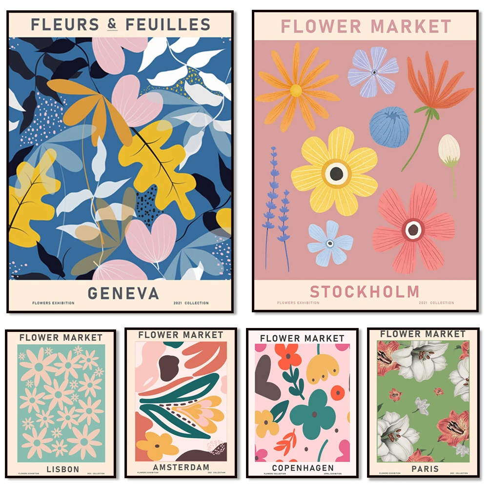 Flower Market Stockholm, Flower Market Print, Flower Market Poster, Flower Wall Art, Flower Shop, Florist Gift, Home Decor