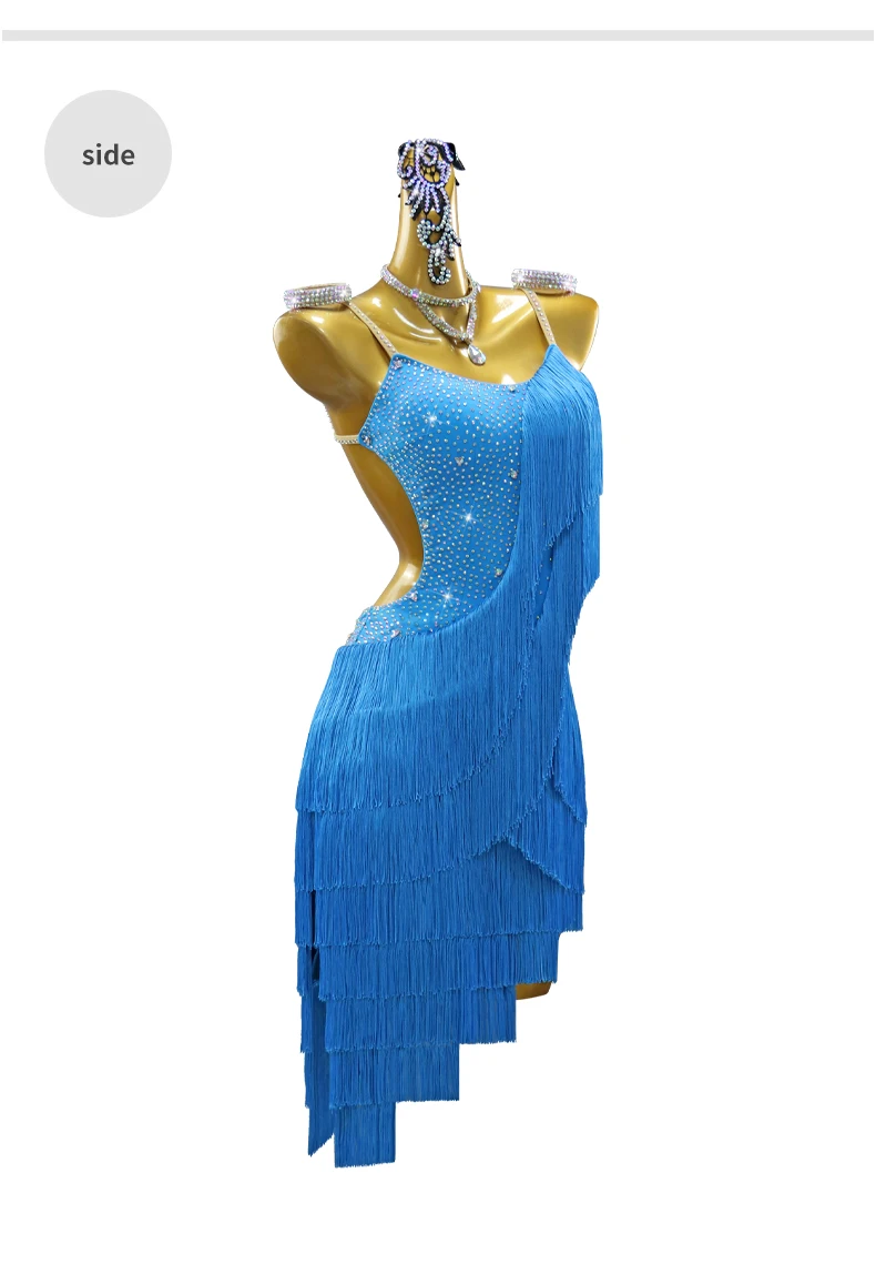 Lateinamerikanisches Tanzkleid, Mädchen-Ballsaal-Sportkostüme, Damen-Trainings- und Karnevalskleidung, weibliche Festtagsoutfits, Party- und Wettbewerbsanzüge. – Detail 8