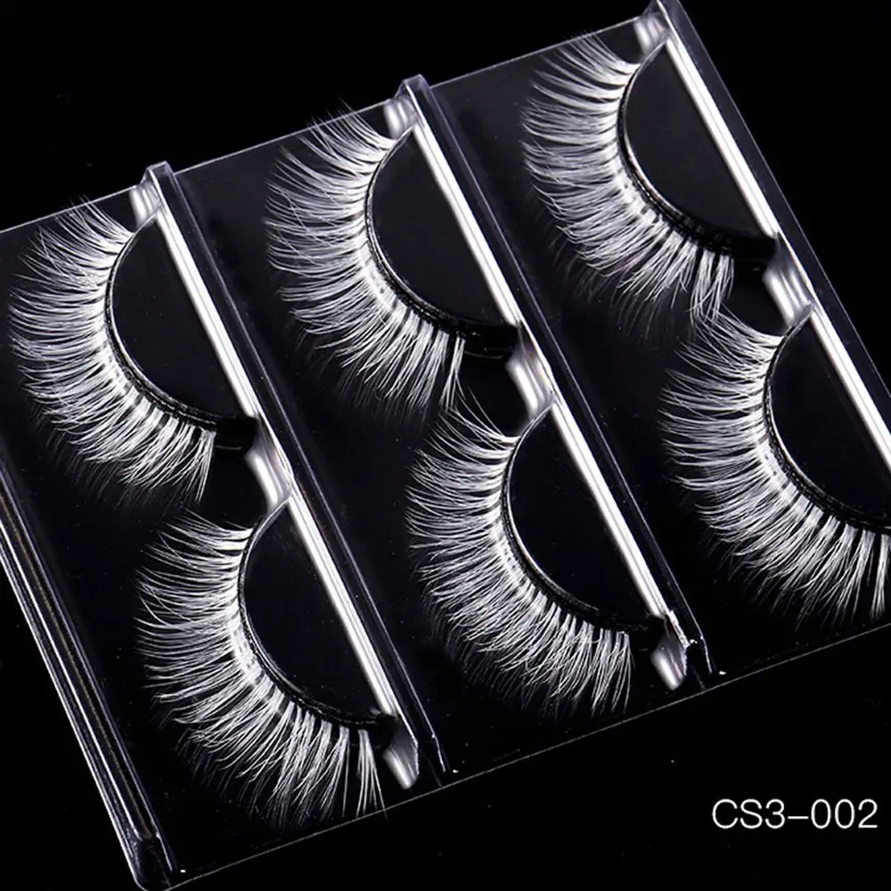 Hot 3pair White Eyelashes Makeup Natural Long Eyelashes Extension Cross Strip False Eye Lashes Beauty Makeup Tools